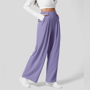 Halara High Waisted Plicated Side Pocket Wide Leg Solid Palazzo Waffle Pants